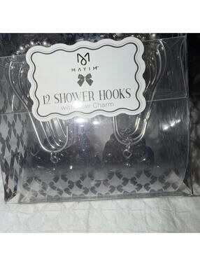 12 Pcs Black Bow Knot Shower Curtain Hooks Decorative Stainless Steel top